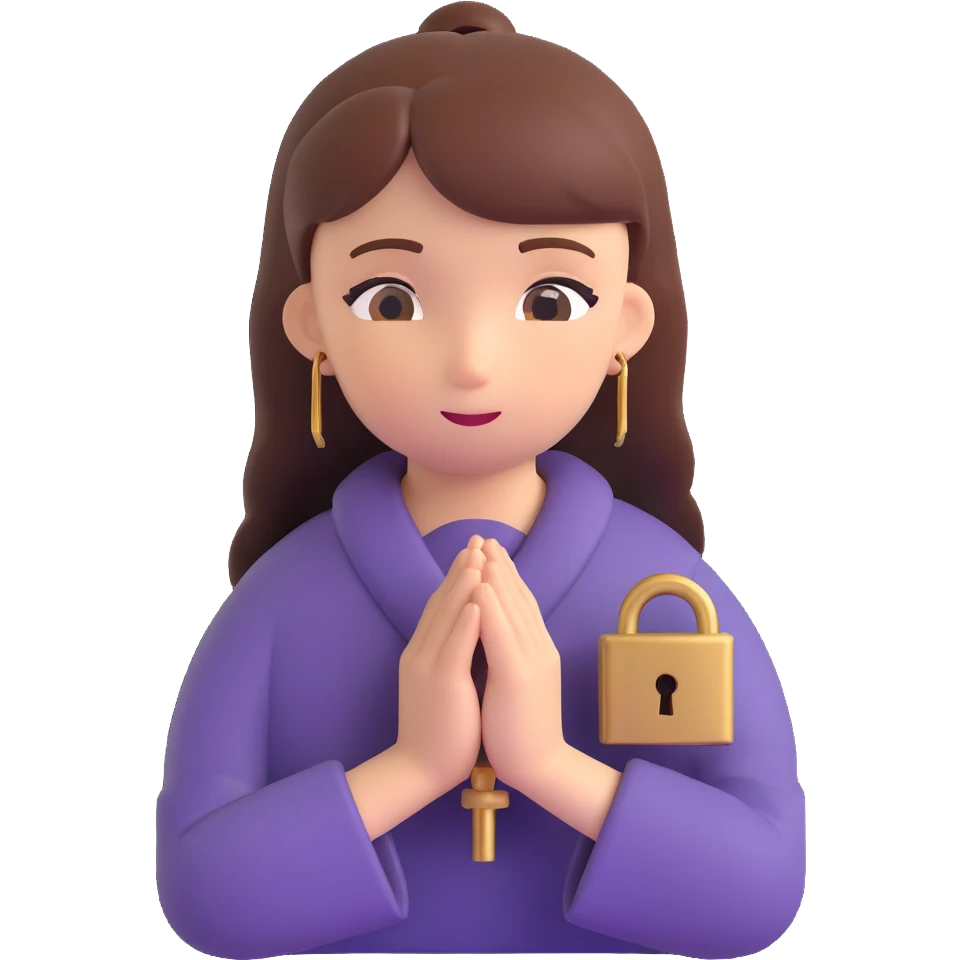 locked prayer, hands in prayer position with a lock or padlock, clear symbolism, 3D style, suitable for an emoji emoji