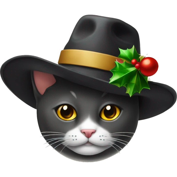gato negro con sombrero de navidad emoji