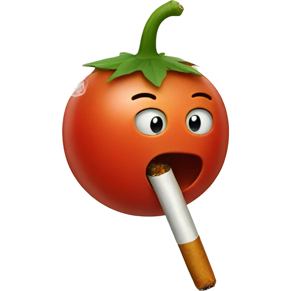 cherry tomato smoking a joint emoji