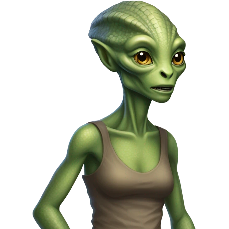 Alien reptilian woman, working emoji