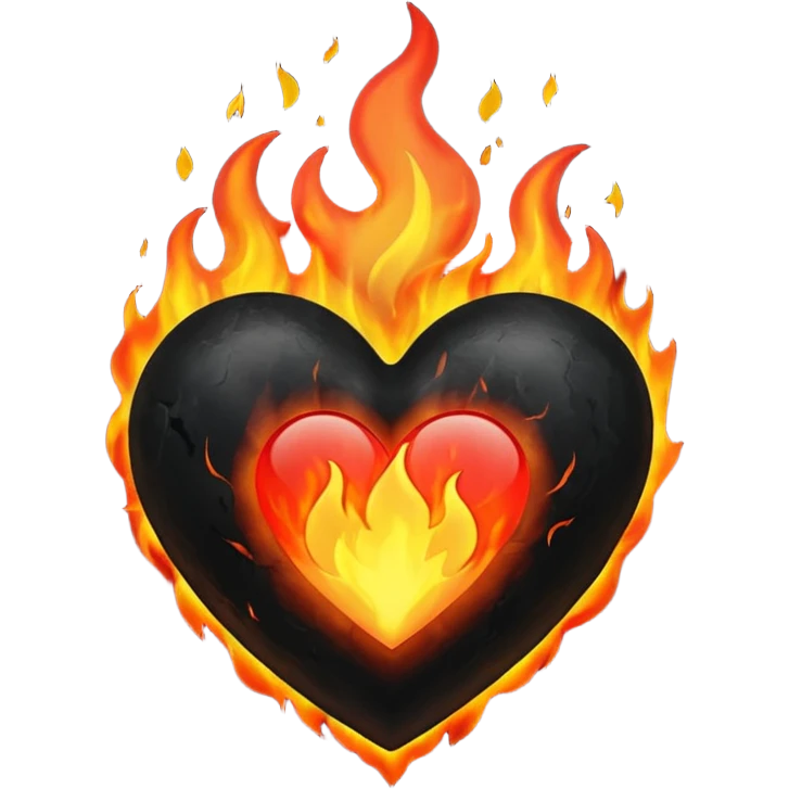 Black Heart and mixed with fire emoji