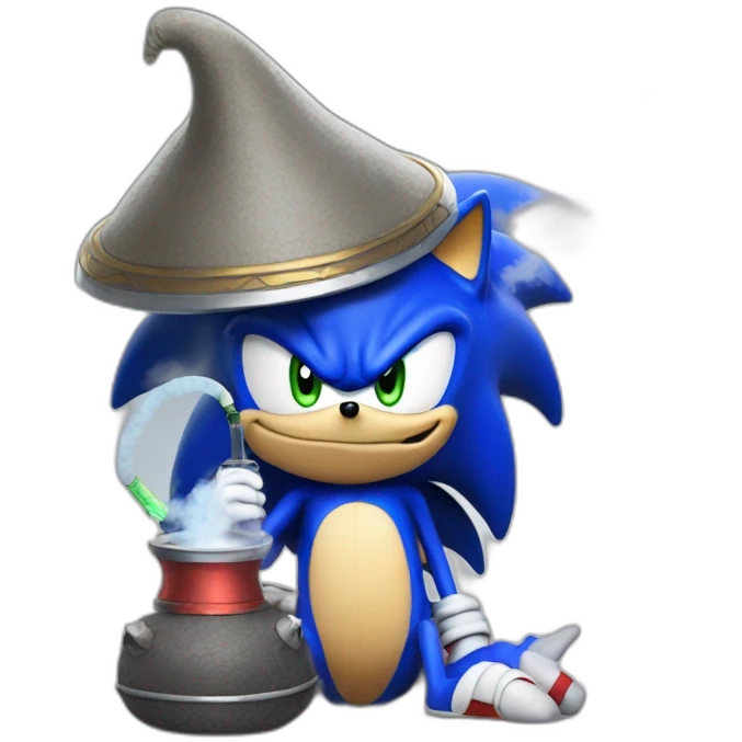 sonic with a shisha in a foggy enviroment emoji