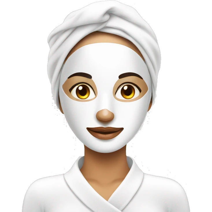 Lady with face mask spa beauty full face relaxing emoji