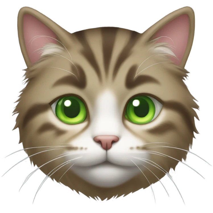 tabby cat with fluffy fur green eyes emoji