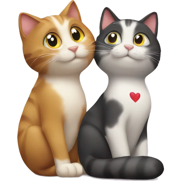 two cats sitting with their tails that make a heart emoji