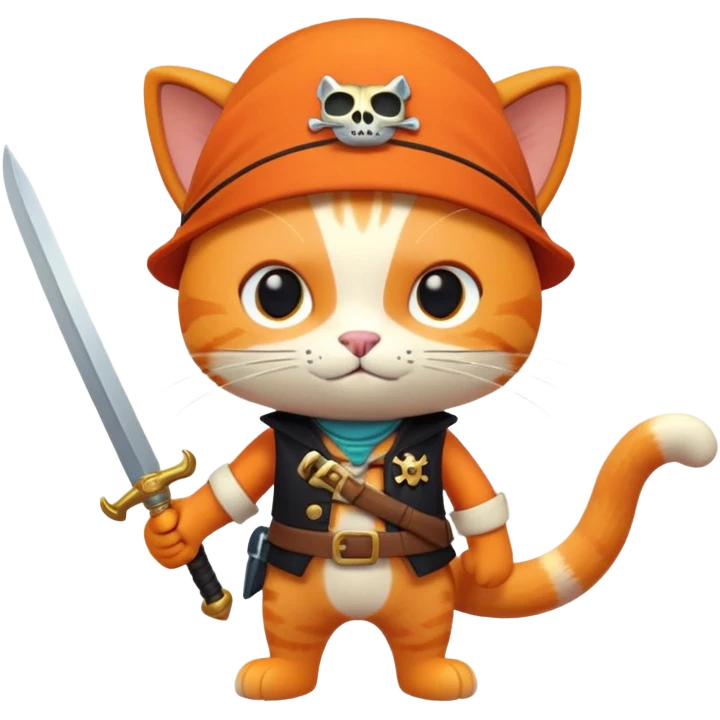 Kwazii from Octonauts, adventurous orange cat pirate holding a sword emoji