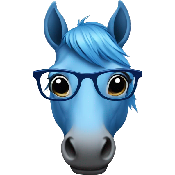 Blue horse with glasses emoji