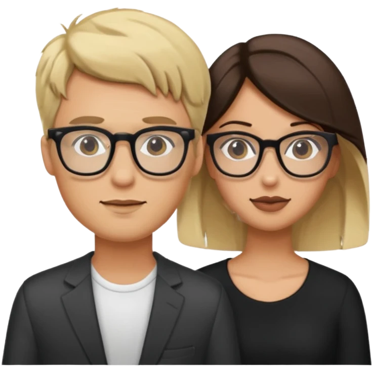 Blonde guy glasses with brunette baddie glasses emoji
