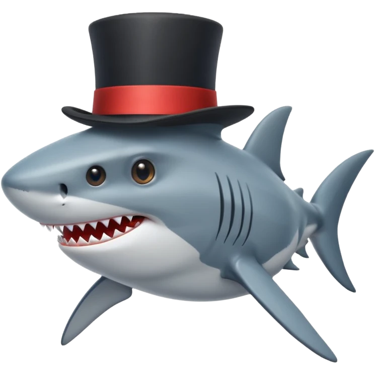 Shark with a top hat emoji
