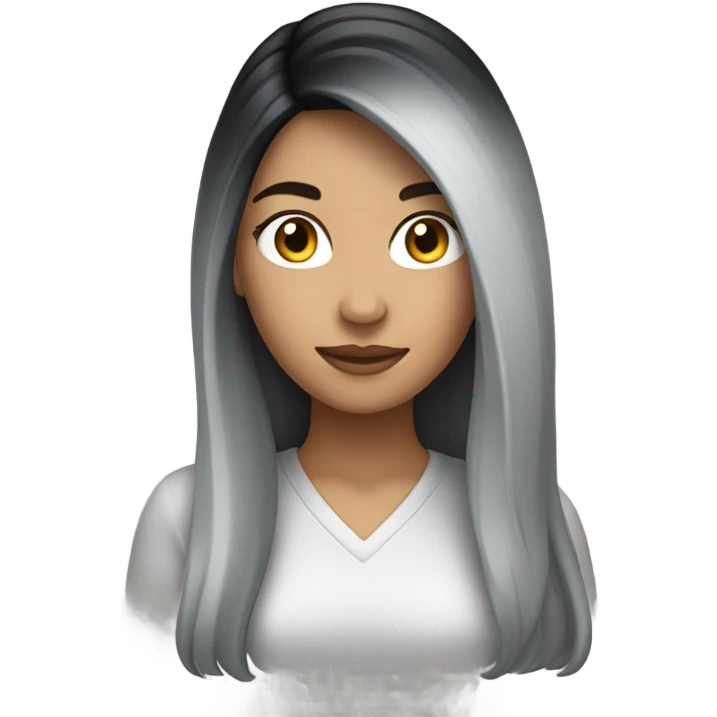 Caucasian female with long black and gray ombré hair  emoji