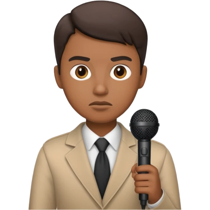 a journalist with a microphone emoji