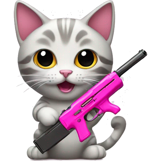 Cat whit a pink gun emoji