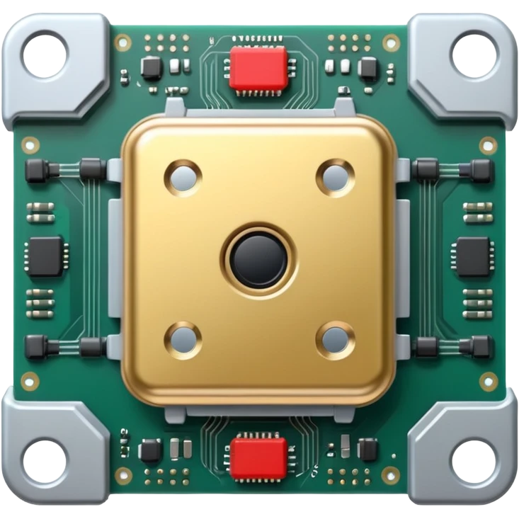 ultra realistic processor with small stamp drone emoji