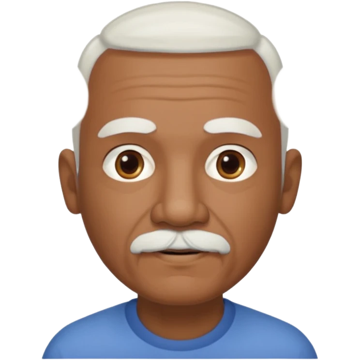 An elderly man emoji with medium-dark skin tone, short neatly trimmed white hair around the sides and back of his head, a bald top, and well-groomed facial hair — a small white mustache paired with a short rounded white goatee that frames his mouth. emoji