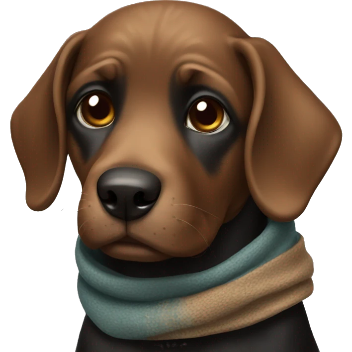 black and brown Dog with a scarf emoji