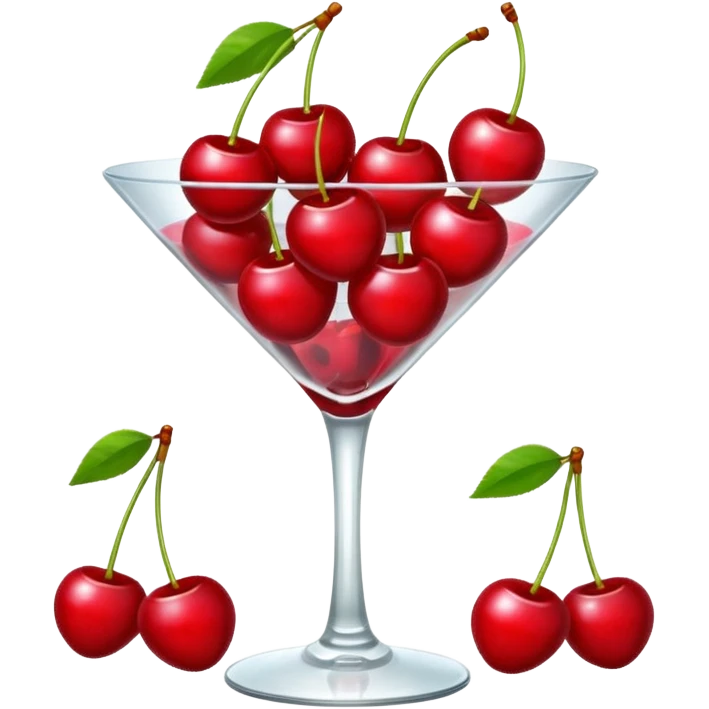 Bunch of Cherries that are overflowing in a martini glass, the glass does not have liquid in it emoji