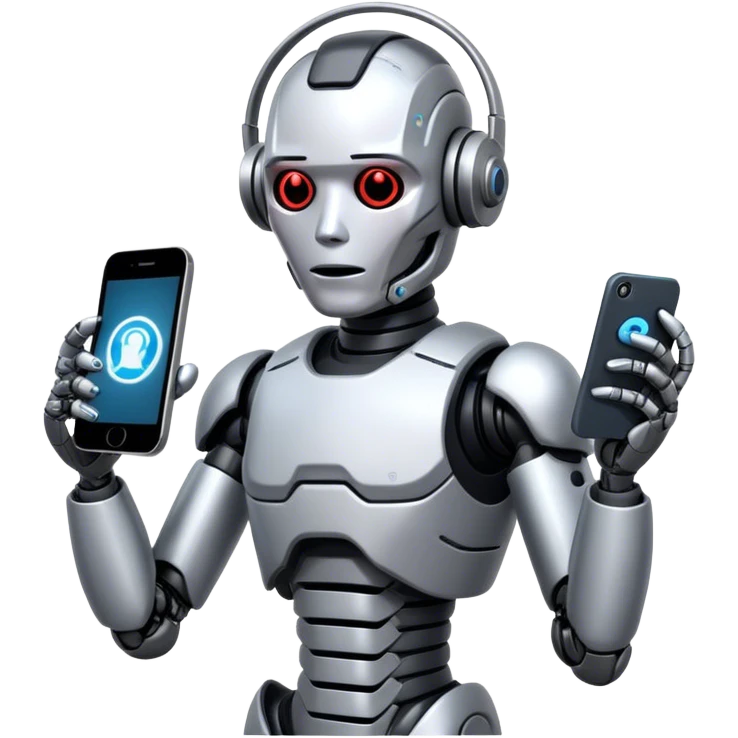 cyborg with phone emoji