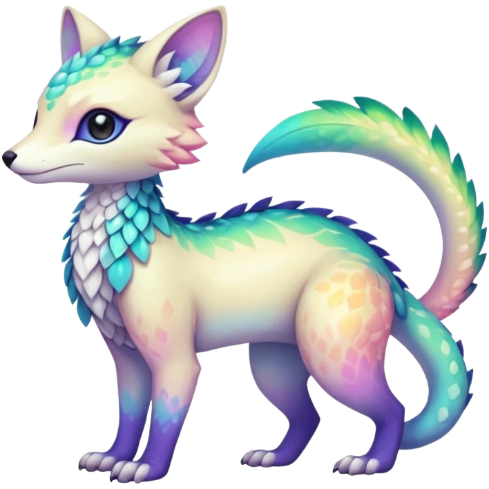 Colorful dark tropical iridescent pastel white glorious divine exotic cute cool beautiful shiny beautiful fantasy-vernid-Trico-oncilla-animal-Fakémon-hybrid-fursona (full body) emoji