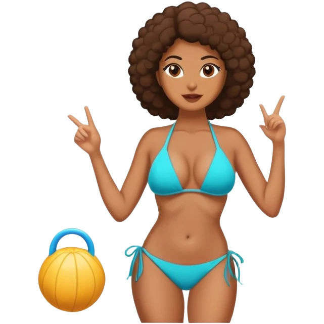 Busty afroamerican woman in bikini emoji