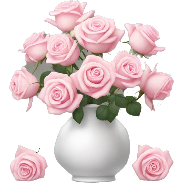 Pastell pink roses in a white vase emoji