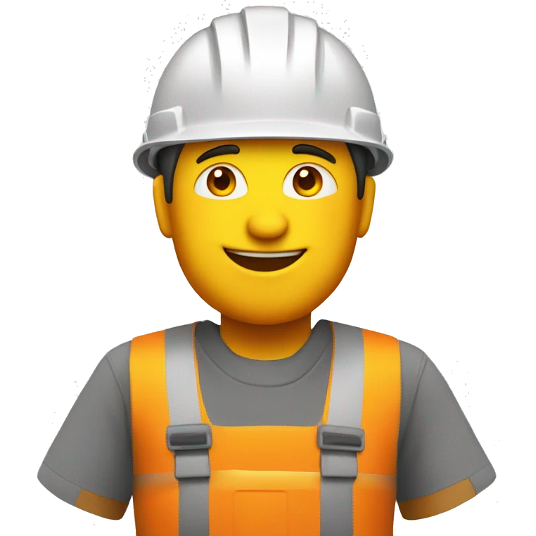 builder with orange squares, with a yellow builder safety helmet  emoji