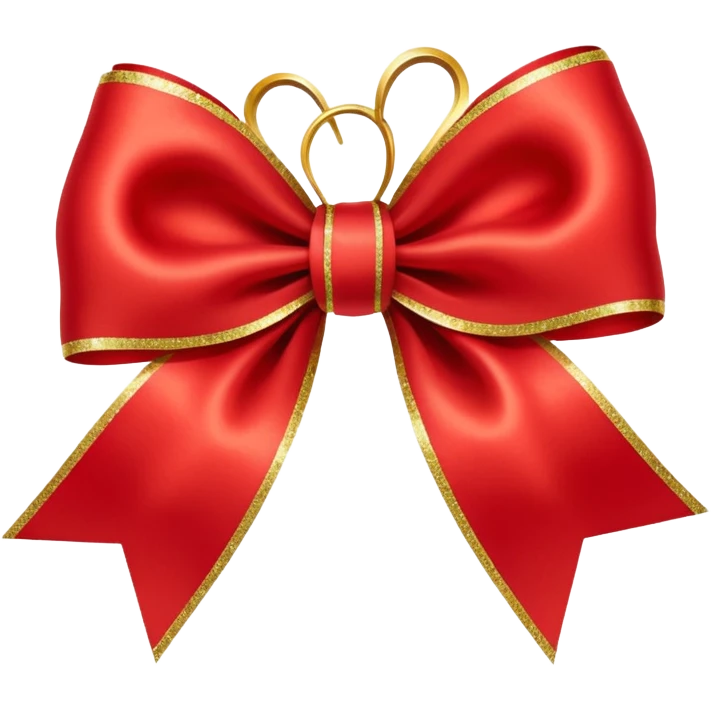 Red christmas bow with gold moving emoji