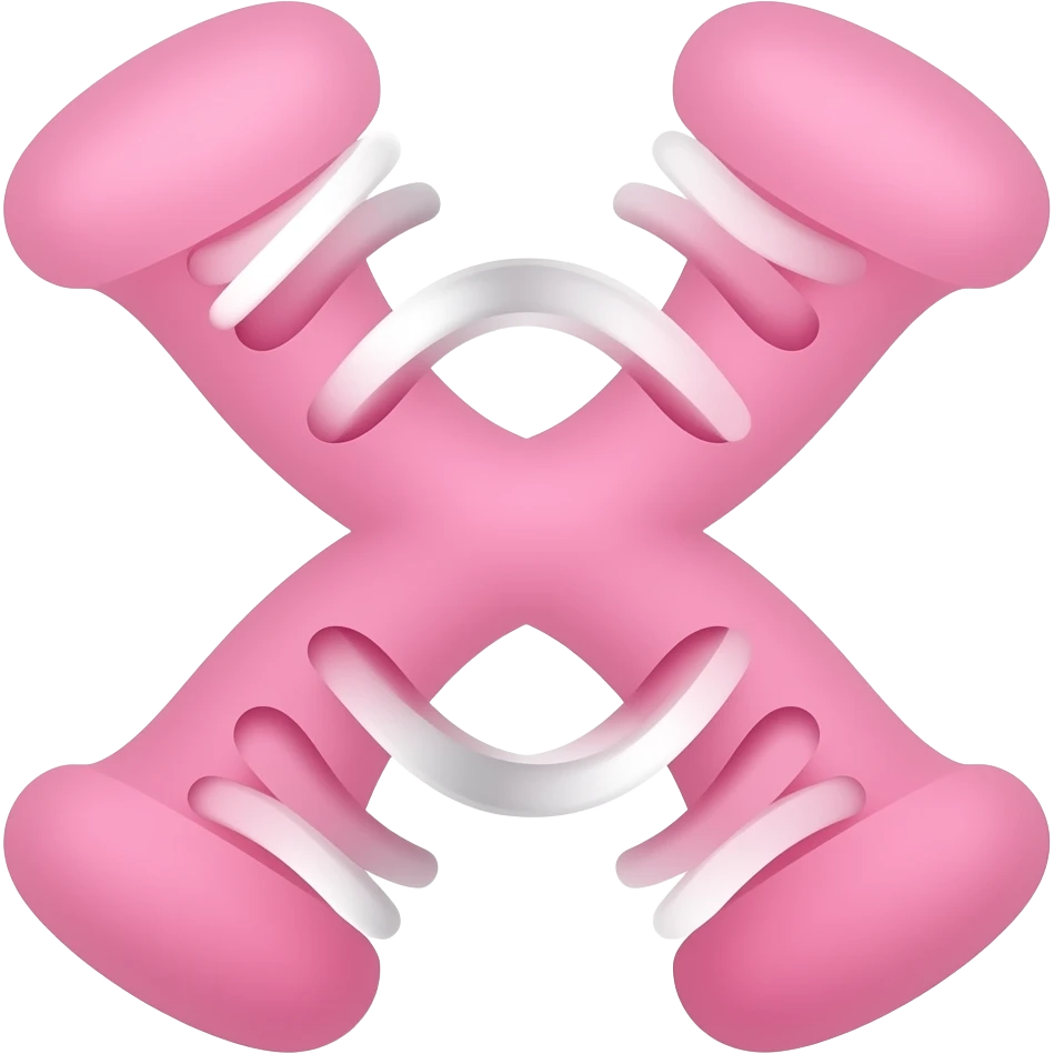 Minimalist icon of a pink chromosome with two chromatids, showing allele marks AS DARCER LINES BUT ON CHROMATIDS NOT BEETWEN THEM  , simple flat design, soft pastel colors, vector style, clean and modern, suitable for educational or app icon emoji