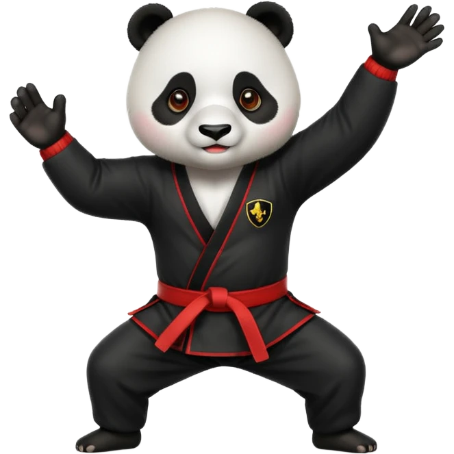 A panda doing kung fu with a Ferrari emoji