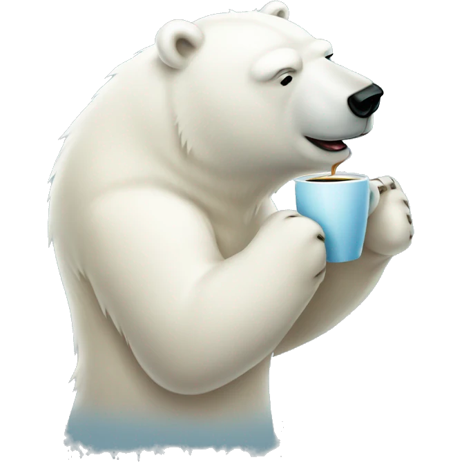 Polar bear drinking coffee emoji