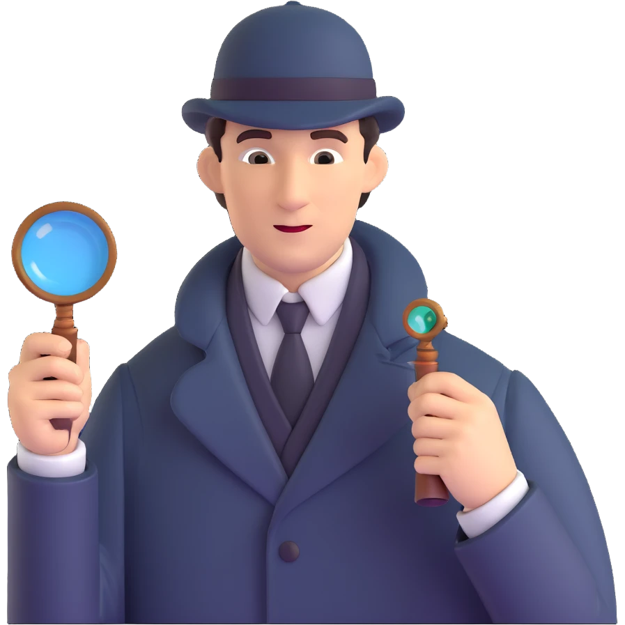 sherlock holmes detective with pipe and magnifying glass emoji