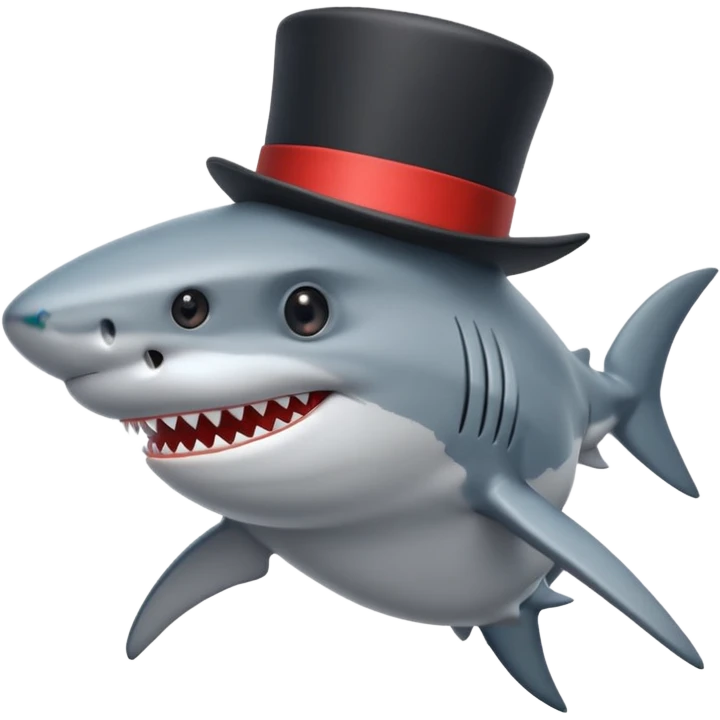 Shark with a top hat emoji
