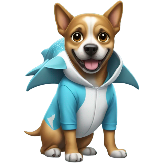 dog wearing shark onesie  emoji