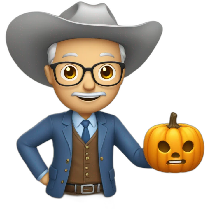 prof de math qui fait du rodeo sur une citrouille emoji