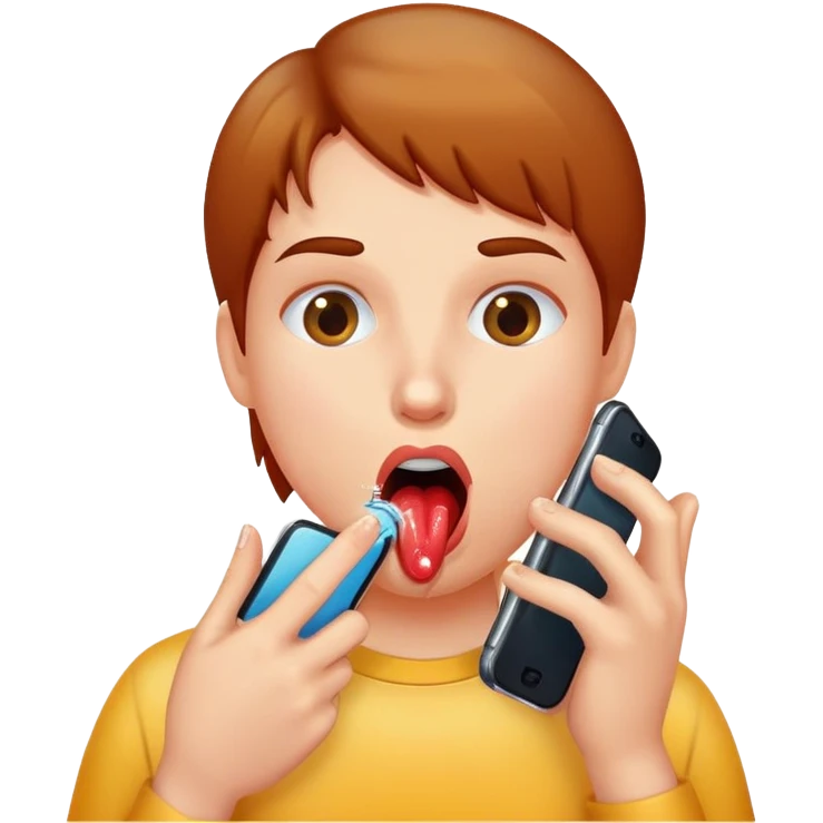 licking a phone screen emoji