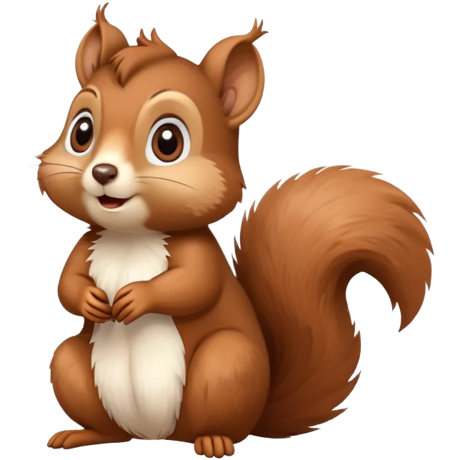 Cute confused squirrel with tilted head and question mark above emoji