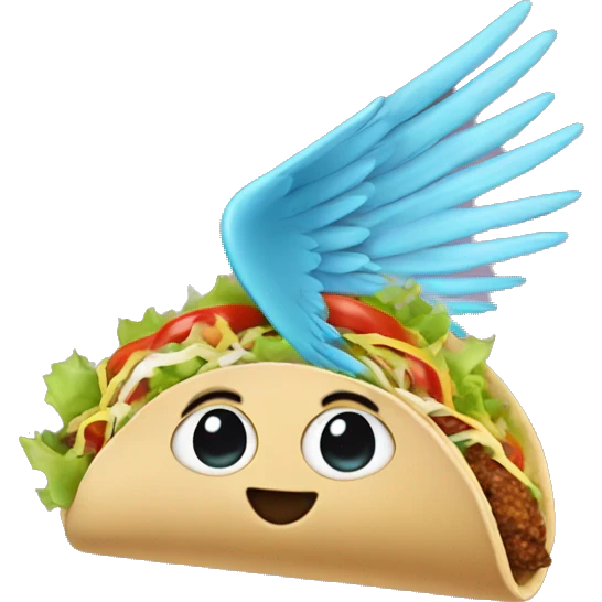 a taco with wing anda halo emoji