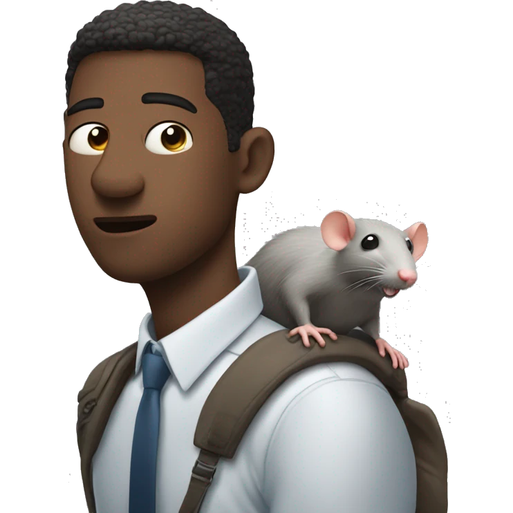 Rat on man’s shoulder and the man is scared emoji