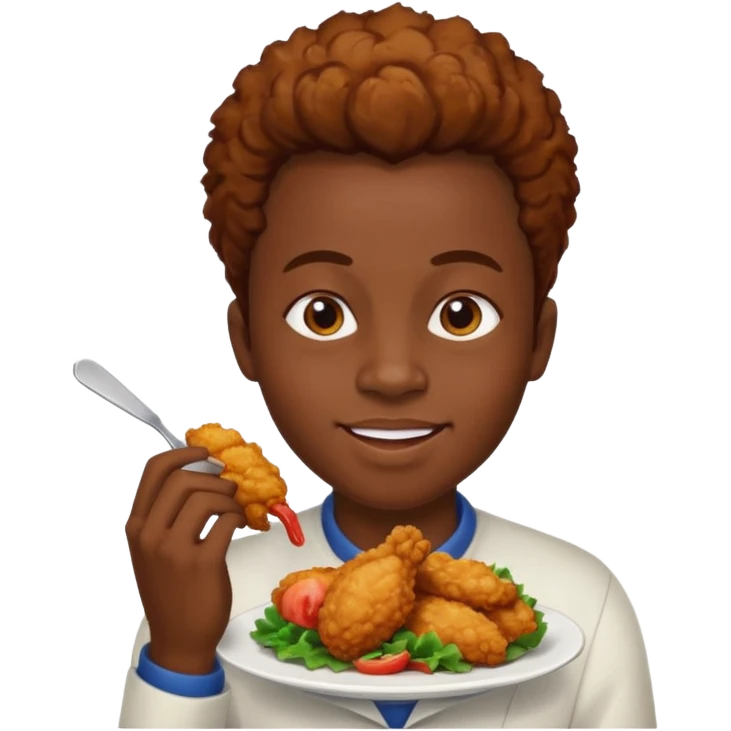 create an african person eating fried chicken emoji