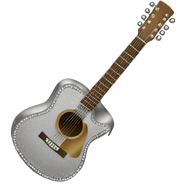 Silver bedazzled Acoustic guitar emoji