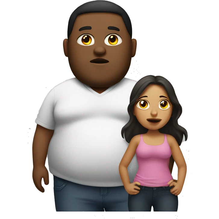Fat girl with skinny man emoji