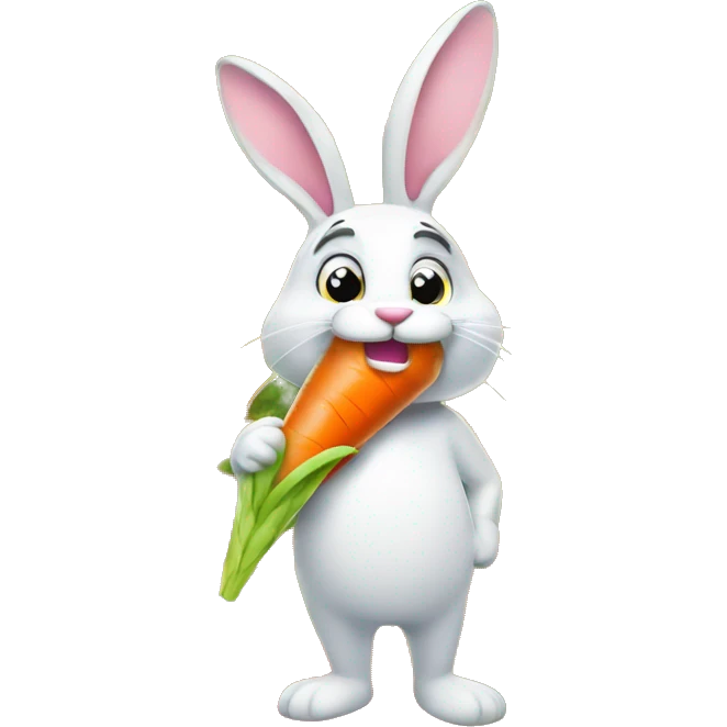 Rabbit character growing carrot-shaped ice cream in the field emoji