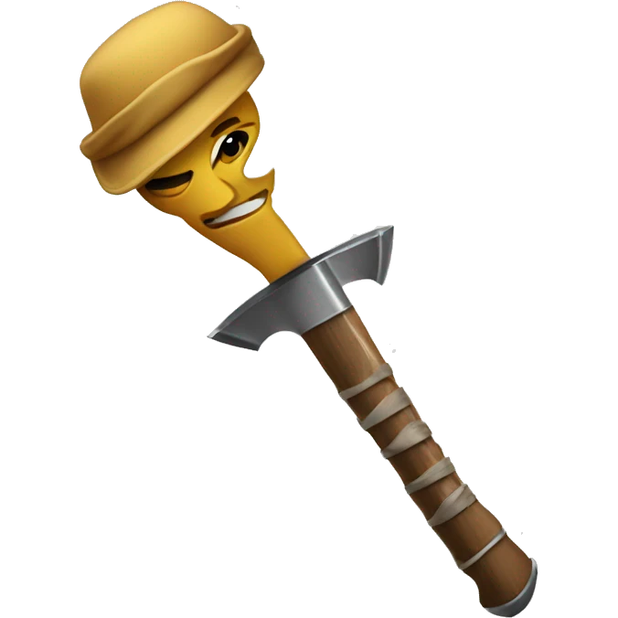 Troyano con gorro,espada y un instrumento  emoji