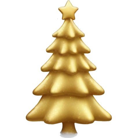 Gold Christmas tree in snow emoji