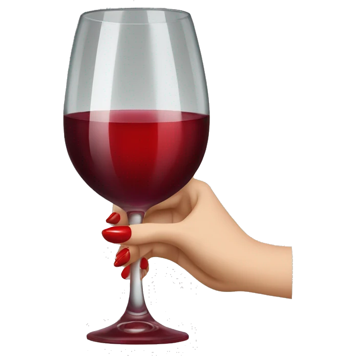Red long nails holding a glass of wine  emoji