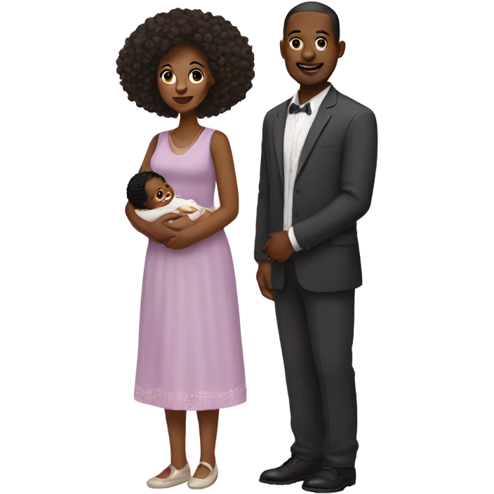 Black couple and baby girl emoji
