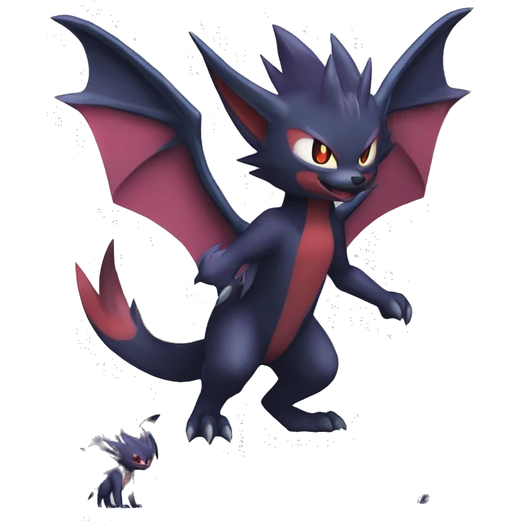  Kawaii Cool Nargacuga-Noivern-Noibat-Litten-Zorua-Zoroark-Fakemon-fusion full body emoji