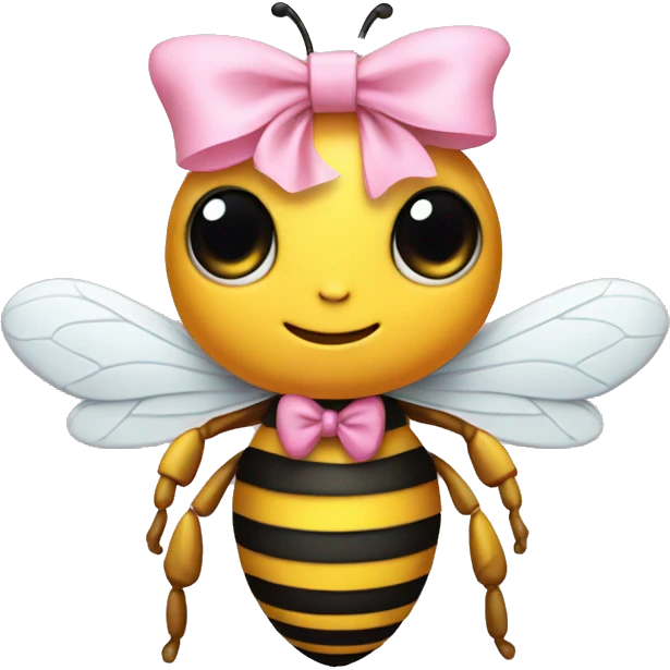 Bee wearing a pink bow on head emoji