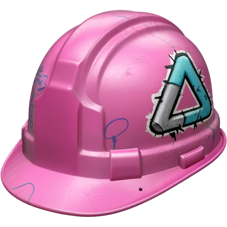 pink hard hat with graffity emoji