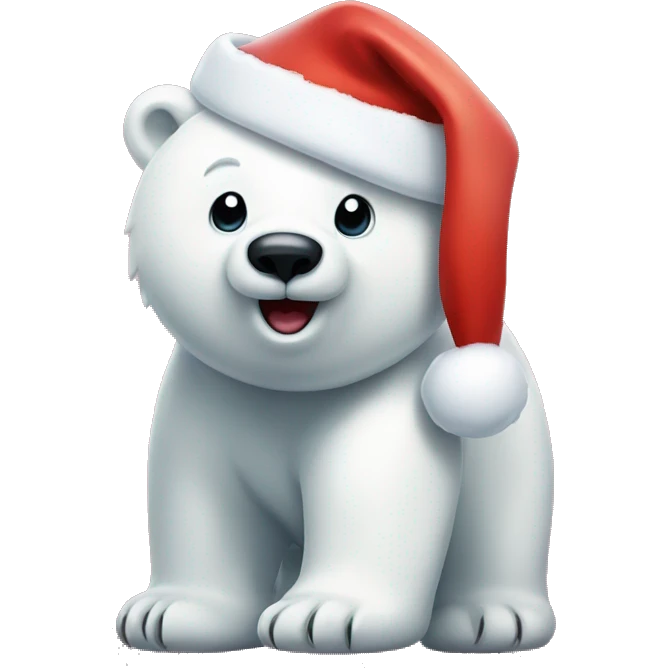 Polar bear with Santa hat emoji