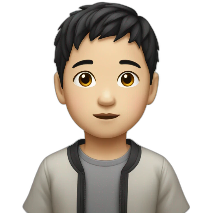 Little chinese kid white black hair emoji